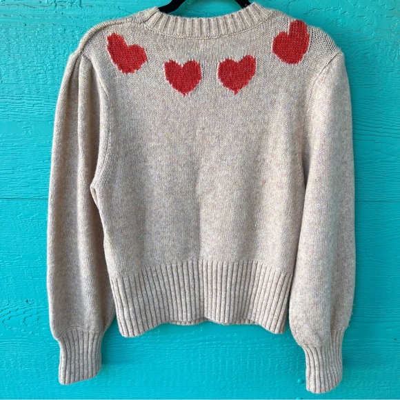 ARITZIA WILFRED CASHMERE WOOL POESY Heart Pattern Beige Sweater SIZE LARGE NWOT - Picture 11 of 12